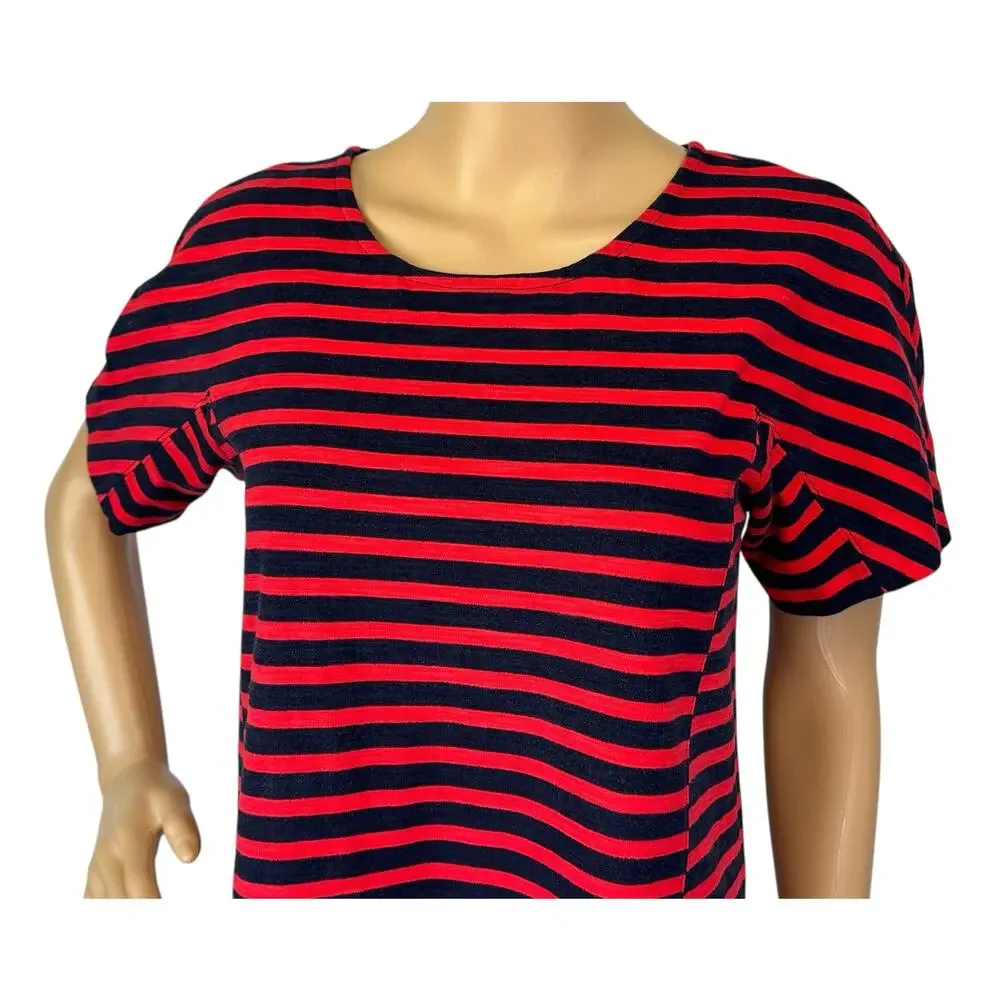 J. Crew Striped T-Shirt Dress Red Navy Short Sleeve C6514 Size S